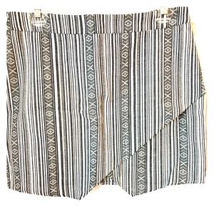 Blue and white striped mini jean skirt